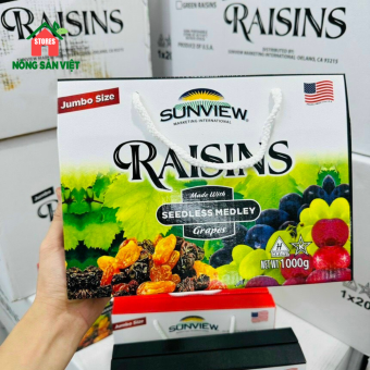 Nho Khô Mỹ Raisin Sunview Túi 1kg Không Hạt Vị Thập Cẩm