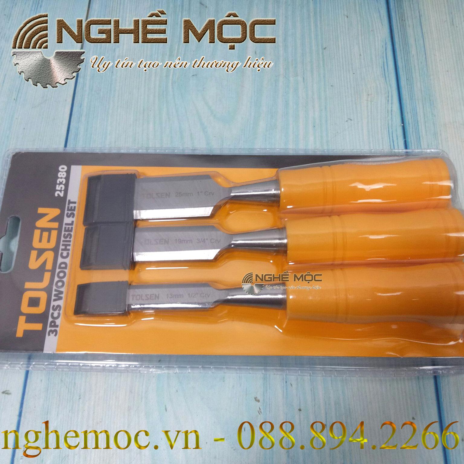 Tolsen 25380 Bộ 3 đục cán gỗ hark caput thép chuẩn