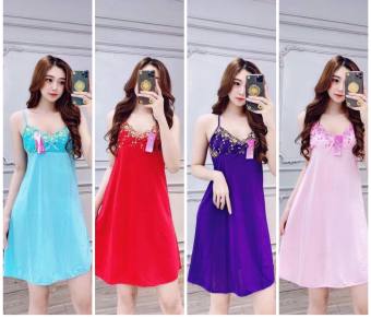 Freeship Đầm ngủ thun lạnh mặc nhà,đầm 2 dây sexy