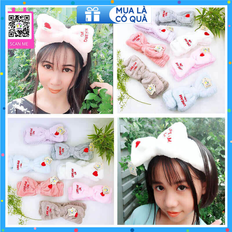 Băng đô nữ skincare, phụ kiện nữ make up, cài tóc nữ trang điểm, bờm tóc nam rửa mặt, nơ cài tóc cho bé gái cute, nơ dream on - thương hiệu VỢ CHỒNG TÔI