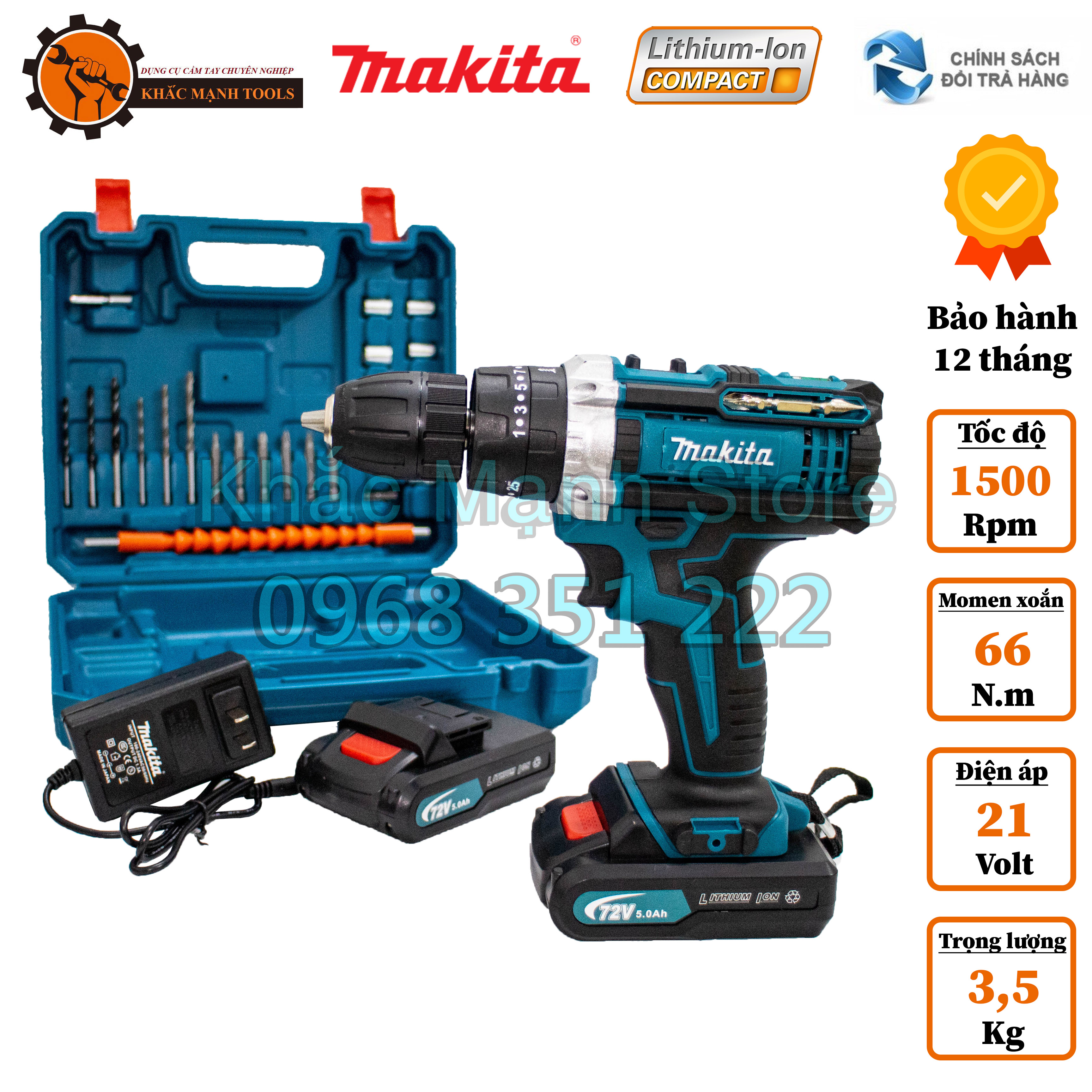 Máy khoan pin makita 36v DF-331D, có chức năng khoan tường, tặng bộ phụ kiện