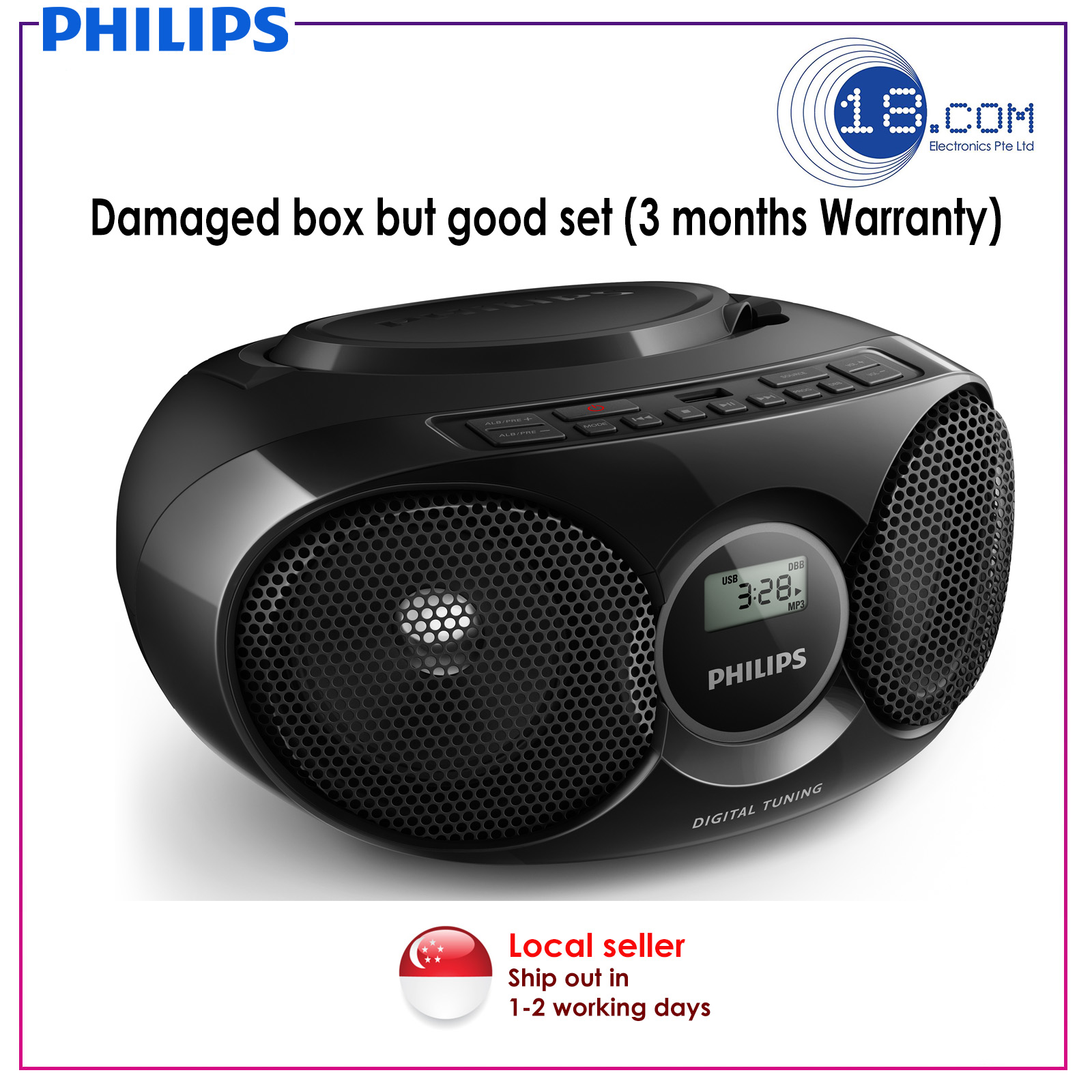 Poste Cd Philips AZ318 Lecteu CD/MP3 Avec Pot USB, Entu00e9e Audio Chaînes Hi-fi