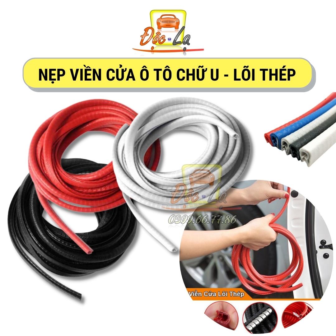 Cuộn 5m Gioăng Cao Su, Nẹp Viền Cửa Chữ U Lõi Thép Chống Va Đập Trầy Xước Cánh Cửa Ô Tô
