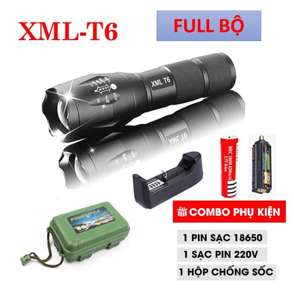 Đèn pin t6 siêu sáng hộp xanh..siêu sáng..soi xuyên màn đêm..chống nước chống va đập,bảo hành 12 tháng,hỗ trợ giao hàng toàn quốc