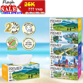 Hộp khăn giấy lụa PREMIER 2 lớp - Hộp 180 tờ (Giao mẫu ngẫu nhiên)