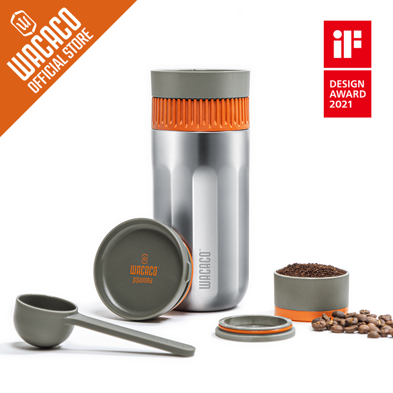 WACACO Pipamoka Portable Coffee Maker Single Serve Coffee brewer All-in-one Vacuum Pressured Insulated Travel Mug Hand Powered and Filter Pressure Brewer Stainless Steel Thermo Cup 10 fl oz ราคา 1,790 บาท*ส่งฟรี