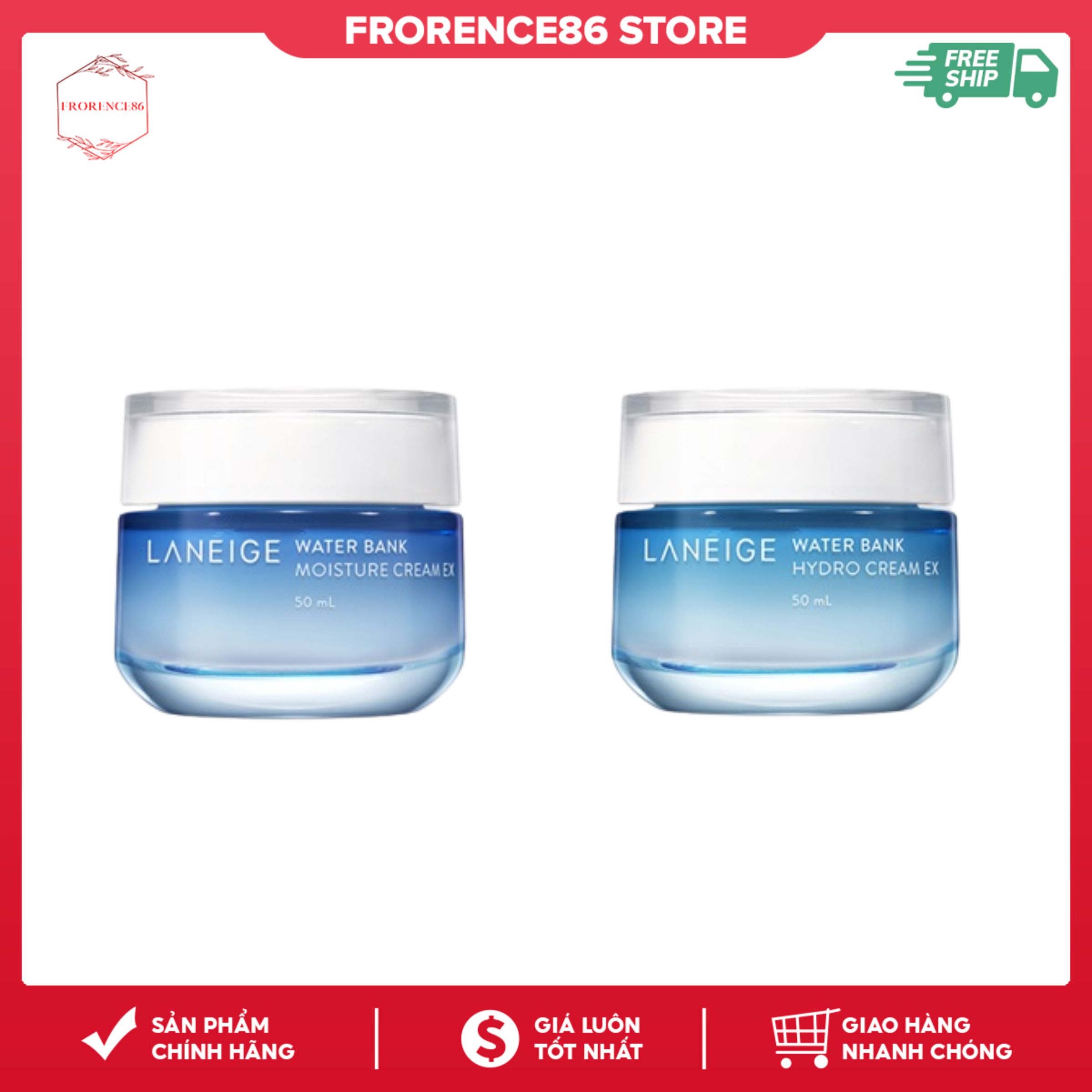 KEM DƯỠNG ẨM Cấp Nước Laneige Water Bank Hydro Cream EX 200ml +50ml Dành cho da dầu FREESHIP MAXFrorence86 Store