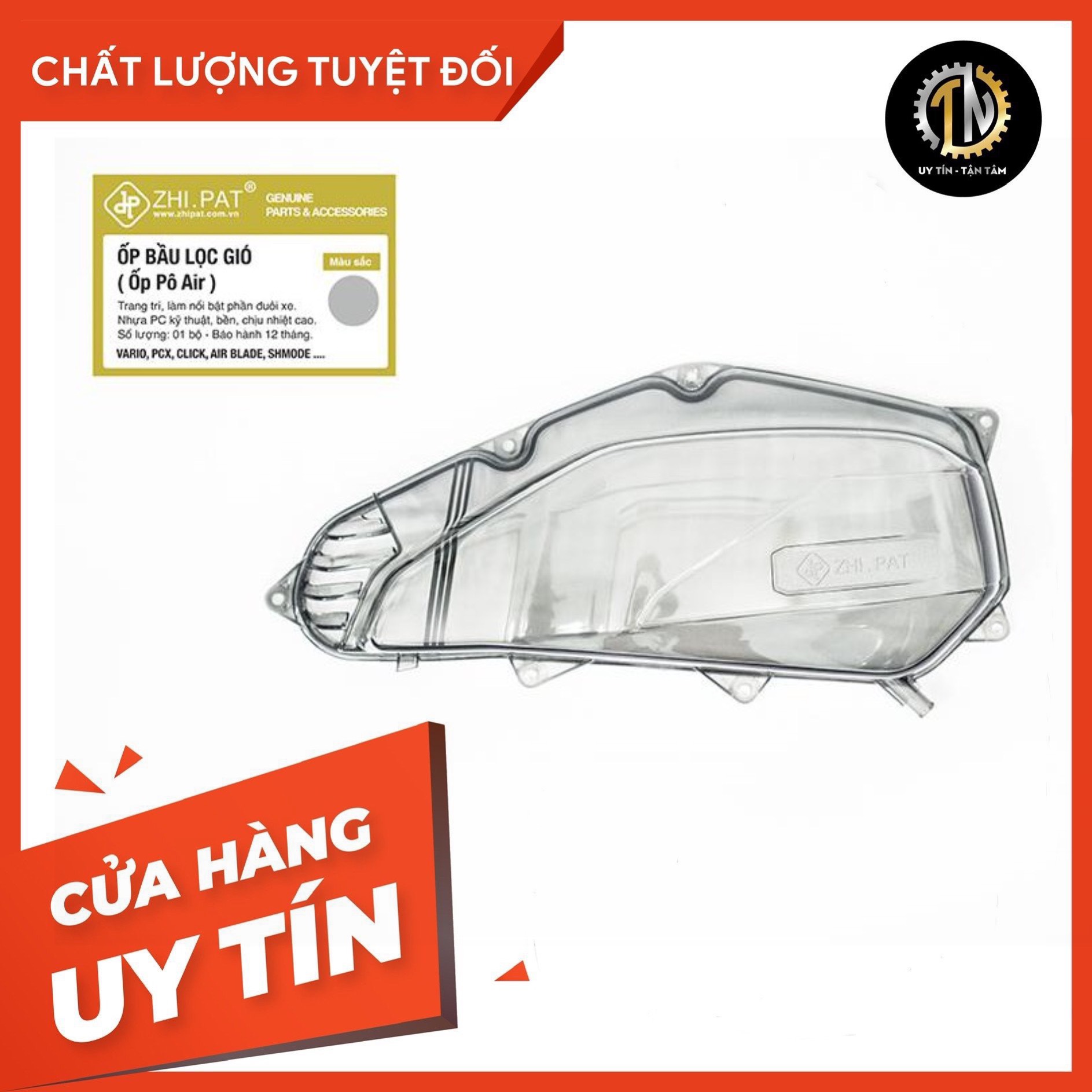 Ốp lọc gió, ốp pô e ZHIPAT màu khói cho Vario - Click 2015 - 2017, Airblade