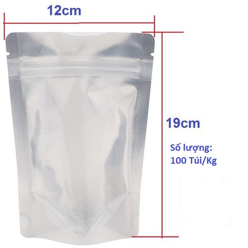 Túi zip đựng thực phẩm_ túi zip đáy đứng 1 mặt trong 1 mặt bạc Size 12x19 cm