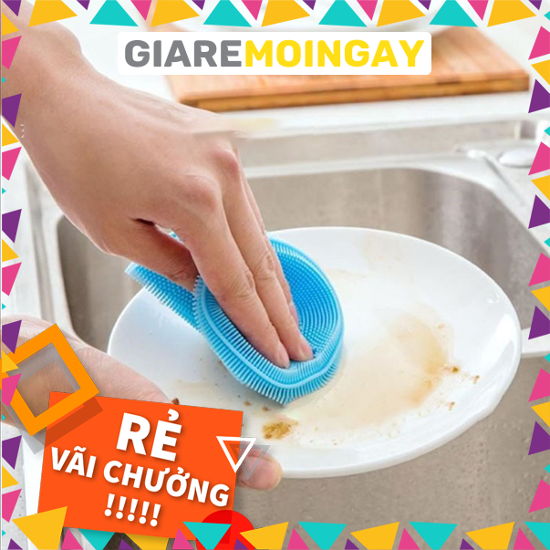 Miếng rửa bát chén dĩa silicon tiện lợi cho nhà bếp - có lỗ treo giaremoingay1977