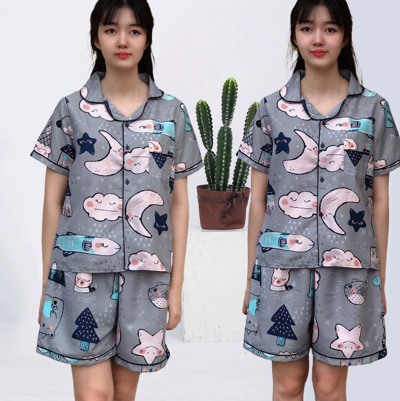 Bộ Pijama lửng chất Kate Thái mềm freesize<60kg Alala pyjama