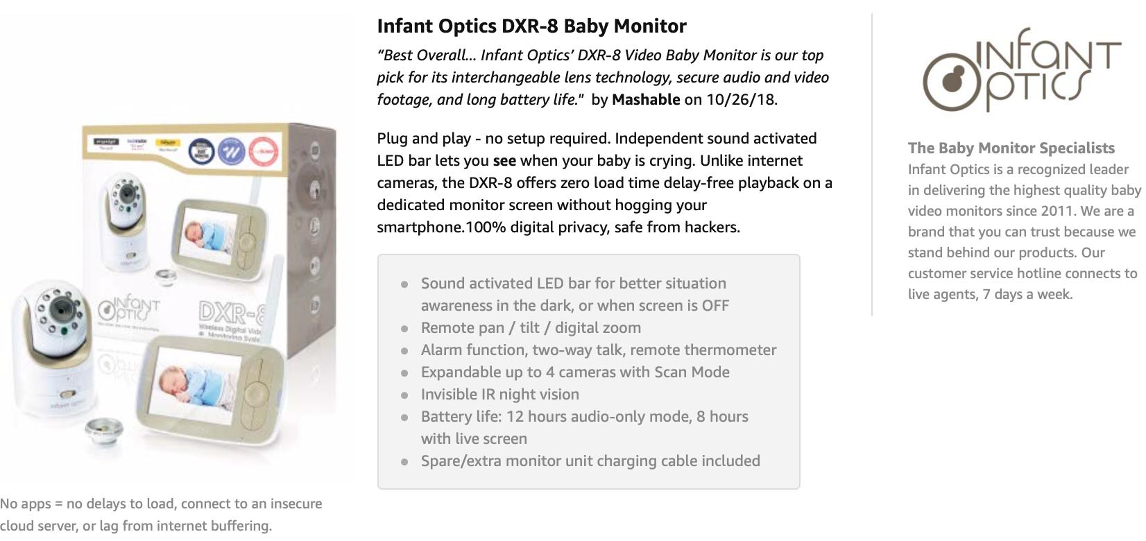 infant optics camera dark