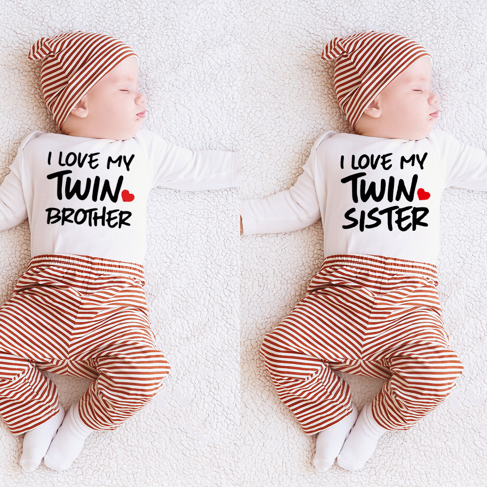 Cute twin hot sale baby outfits