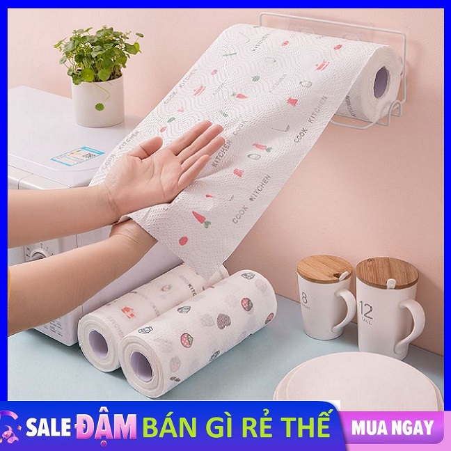 Cuộn Giấy Lau Đa Năng Nhà Bếp In Hình Ngộ Nghĩnh Có Thể Giặt Được - Khăn Giấy Cuộn Lau Chén Dĩa