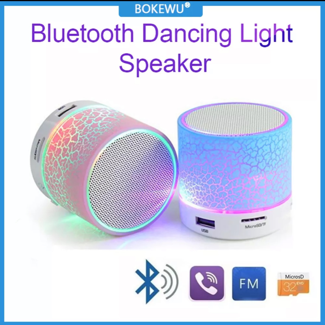 Loa bluetooth di động đèn led nhiều màu loa không dây loa siêu trầm cho phòng ngủ ngoài trời