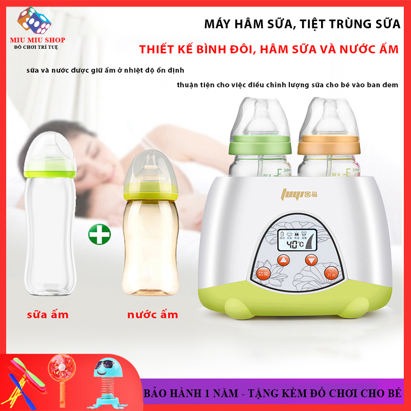 [Tặng Thêm Quà] Máy hâm sữa và thức ăn siêu tốc 4 chức năng, máy ủ sữa và tiệt trùng bình sữa tiện lợi, loại lớn 2 bình, Bảo hành 12 tháng, lỗi đổi mới trong 3 ngày đầu nhận hàng