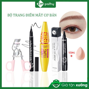 Bộ trang điểm mắt Makeup mắt cơ bản 4 món  Bút kẻ mắt, bút kẻ mày 3D, kẹp mi mascara cho người mới học