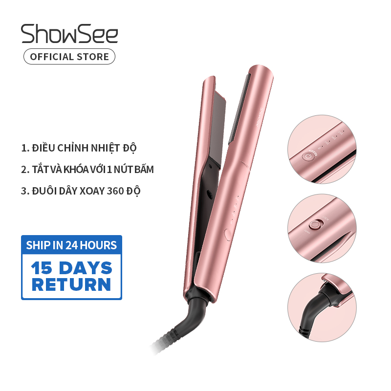 ShowSee máy uốn tóc duỗi tóc tạo ion âm 2 trong 1 cầm tay tiện dụng dụng cụ tạo kiểu tóc uốn gợn sóng làm nóng nhanh E2-P