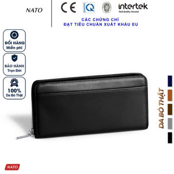Ví Dài Nam Nữ Nato LEO Da Bò Thật Cao Cấp Khóa Kéo Đựng Điện Thoại Tiền Thẻ Sang Trọng Bền Đẹp Cầm Tay Đen Bóp Đầm