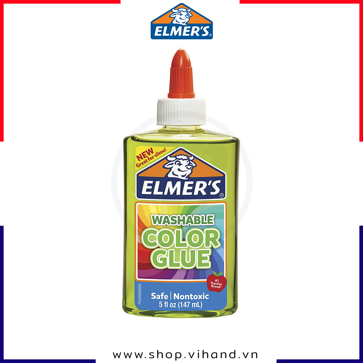 [HCM]Keo dán trong suốt Elmer’s Washable Color Glue 147ml – Xanh lá