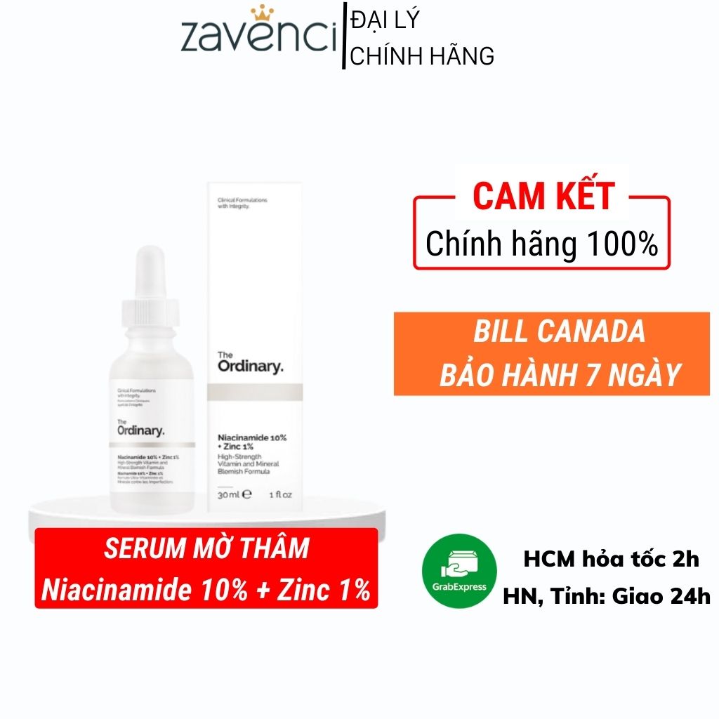 Serum the ordinary giảm thâm ngăn ngừa mụn hiệu quả Niacinamide 10% + Zinc 1% (30ml)
