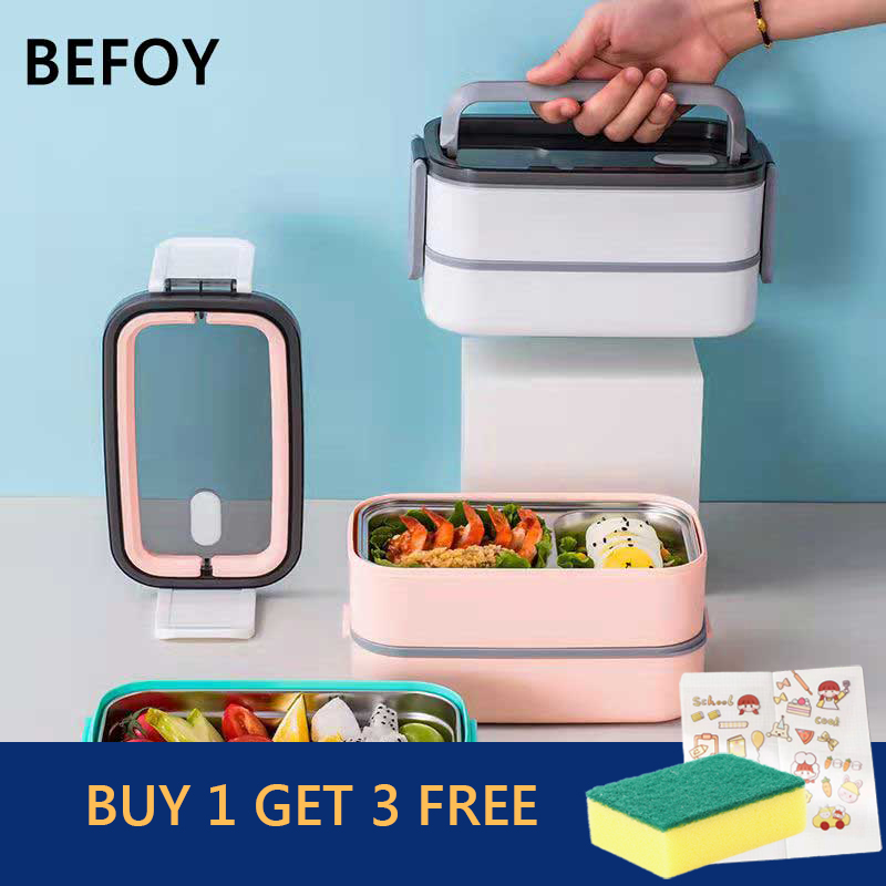 Gambar BEFOY Double Layer Thermal Lunch box Keep Warm Stainless Steel Food Container for Kids