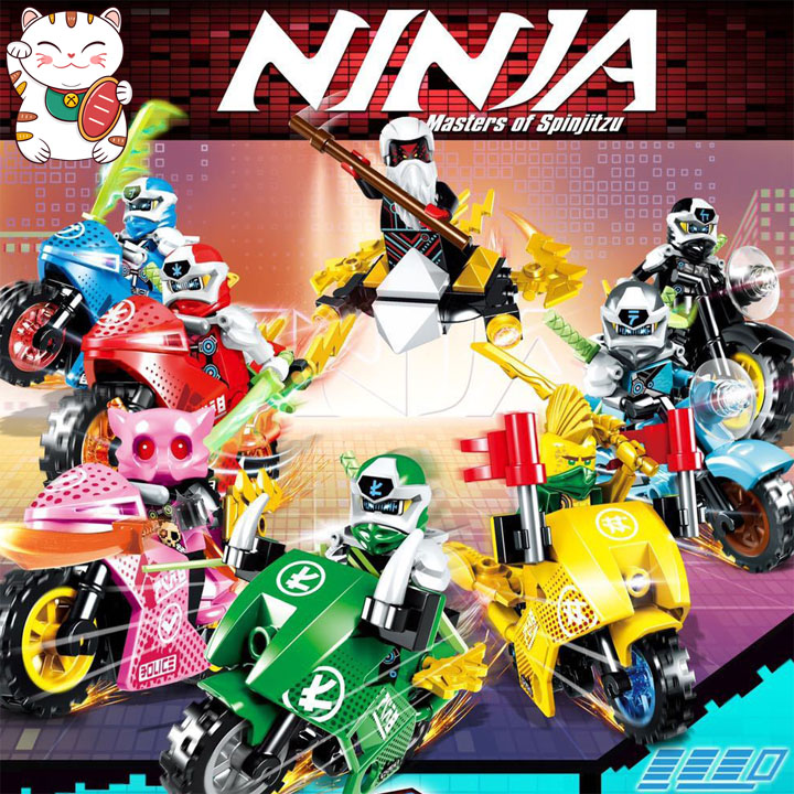 Combo 2 digital ninja cưỡi mô tô ninjago đồ chơi ghép hình lắp ghép thông minh lego prck moc diy