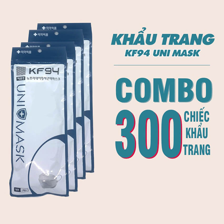 Khẩu trang 4D KF94 Uni Mask kháng khuẩn chống bụi mịn cao cấp Hàn Quốc thùng 300 chiếc combo 100 chiếc combo 5 chiếc đủ màu trắng xám đen xanh  cho người lớn và trẻ em khẩu trang y tế 4D Mark khẩu trang KF94 4D