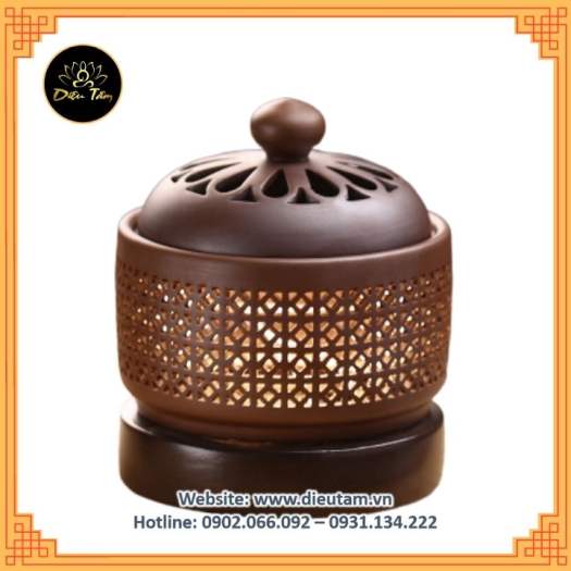 Lư điện xông bột gỗ, trầm, trầm miếng , dăm, lư hương lò xông bằng điện có hẹn giờ, có đèn đủ phụ kiện