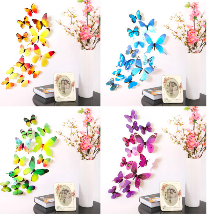 [HCM]Combo 12 bươm bướm 3D dán tường siêu đẹp nhiều màu