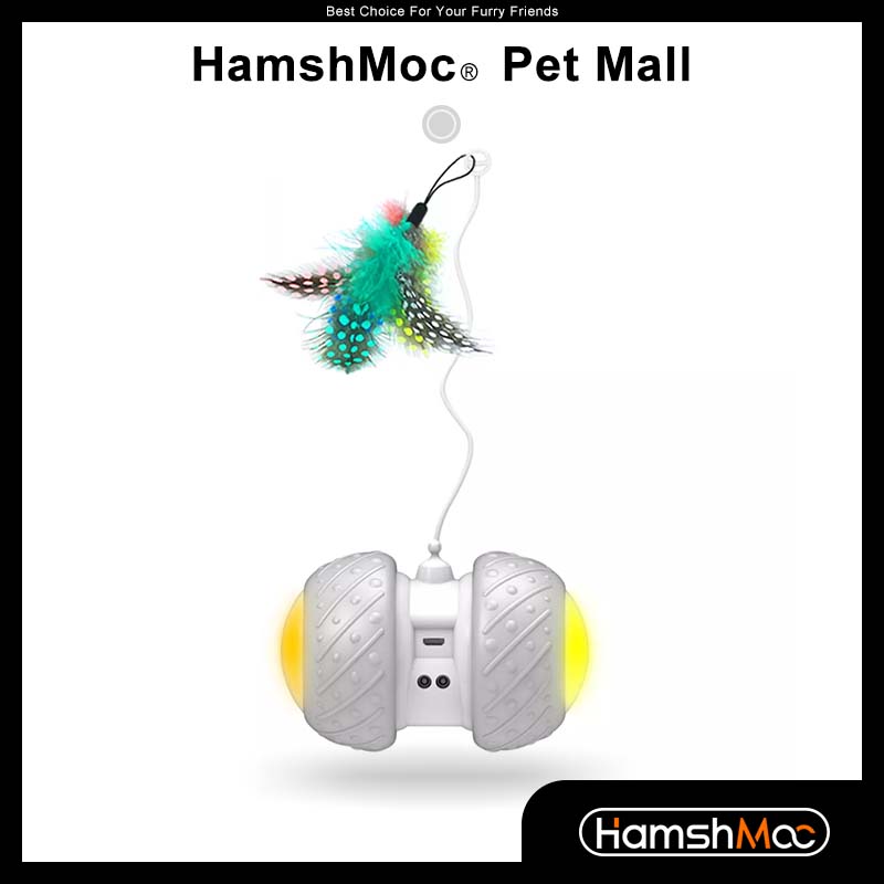 Hamshmoc đồ chơi tương tác thông minh cho mèo đồ chơi chế độ xoay không đều đồ chơi điện tử cho mèo trò chơi thú cưng vui nhộn đồ chơi lông vũ đèn led bóng kitty