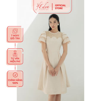 Đầm xòe công sở thời trang Eden phối lưới - D510