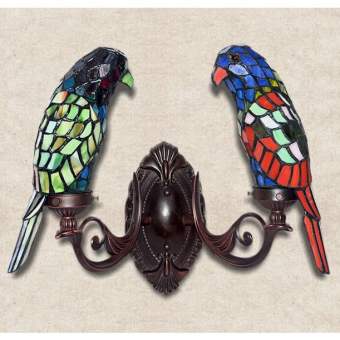 Đèn tường trang trí Dandihome phong cách Tiffany đôi vẹt