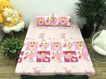 Bộ ga gối cotton poly 3 món họa tiết con báo hồng Kovico Kho chăn ga gối, ga giường, drap giường hà nội