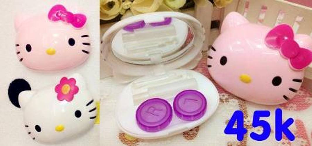 Khay gương đựng lens Kitty, đầy đủ dụng cụ đeo lens