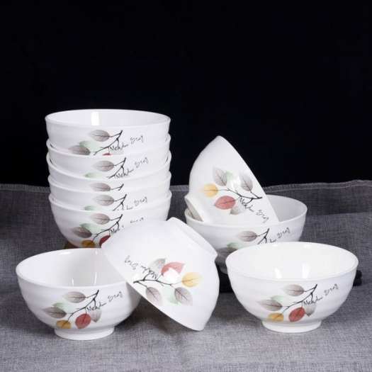 Bộ 10 chén sứ opal cao cấp - bộ 10 chén sứ hoa văn cao cấp