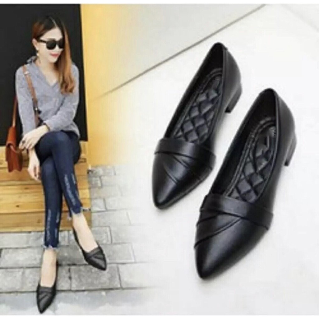 Giày búp bê nữ giày nhựa giả da thời trang chống nước đi mưa hàng QC