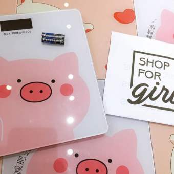 CÂN ĐIỆN TỬ HÌNH HEO MẶT KÍNH CƯỜNG LỰC TẢI TRỌNG 180KG TẶNG KÈM PIN