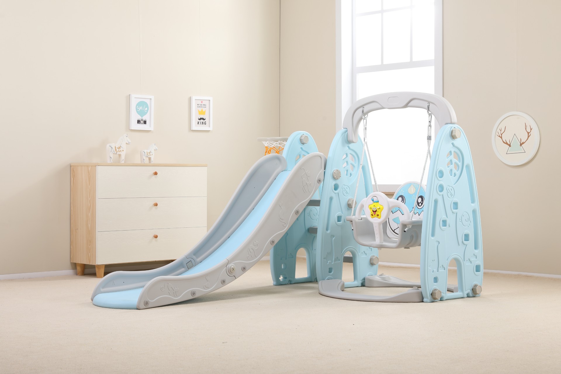 2 swings and slide set