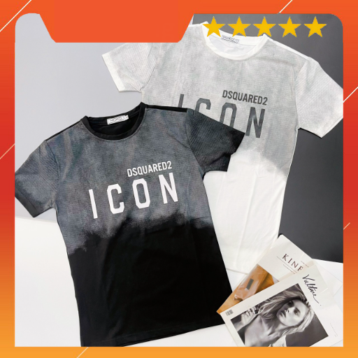 Áo Thun Loang Màu Chữ ICON Chất Liệu Cotton Thoáng Mát