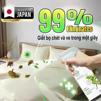 Bình xịt diệt ve bọ, rệp giường, mạt bụi KANOO thành phần từ thảo dược tự nhiên. Bình xịt thơm phòng, đuổi côn trùng,Diệt Bọ Rệp Ve Rận Mạt Bụi Chăn Ga Gối, Sofa, Tủ Quần Áo 300ML