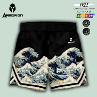 ARMOR ON - Mens Dri-Fit Sportswear Training Shorts KANAGAWA WAVES PRINTED