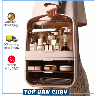 Kệ đựng mỹ phẩm size lớn có nắp đậy trong suốt, Tủ kệ đựng đồ mĩ phẩm trong suốt 3 tầng - Kệ để đồ mỹ phẩm mới H01 thiết kế khoa học nhỏ gọn tiện lợi, Kệ để son, kệ đựng mỹ phẩm đa năng