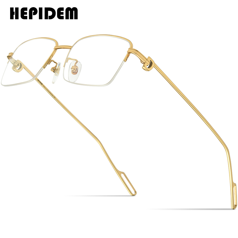 HEPIDEM Titanium Alloy Glasses Frame Men Square Myopia Eyeglasses Frames