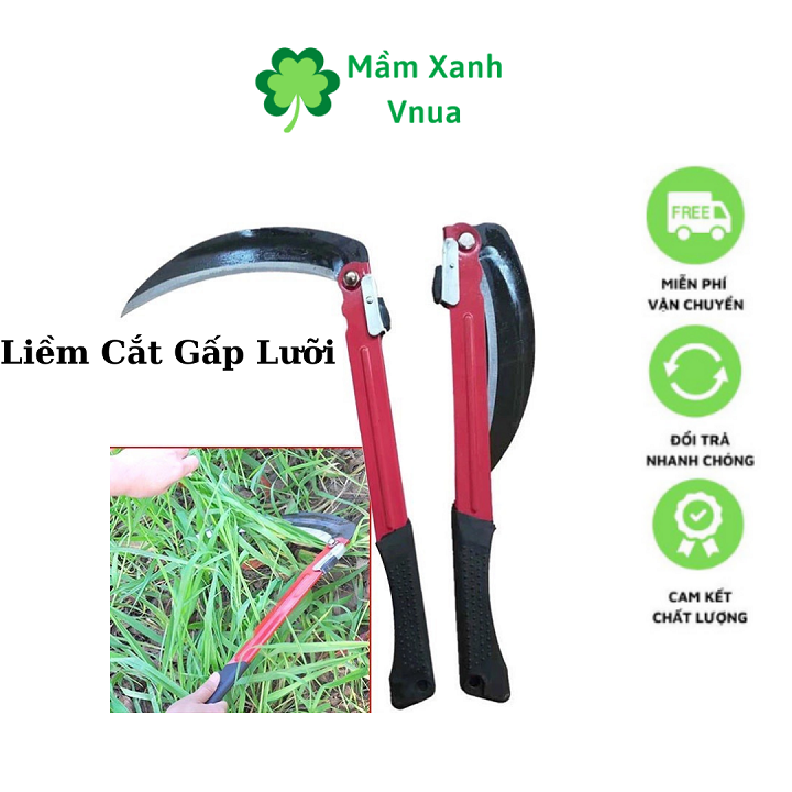 [FreeShip] Lưỡi Hái, Lưỡi Liềm Cắt Cỏ QA-33, Dao Phát Cỏ Gấp Gọn Lưỡi Thép SK-5