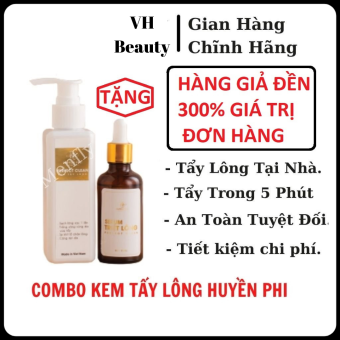 Combo Kem Tẩy Lông Huyền Phi Triệt Sạch Bất Chấp Các Loại Lông Wax lông, có kèm chai serum triệt lông Hàng chính hãng Triệt Lông chân lông tay lông bikini lông nách ria mép an toàn tiện lợi chi phí rẻ