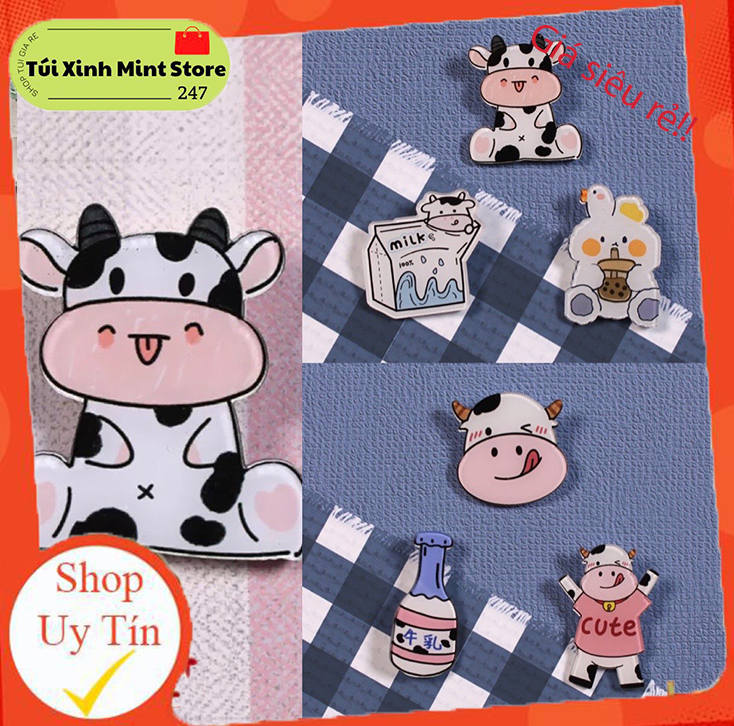 Phụ kiện sticker gim cài trang trí balo túi ví xinh xắn dễ thương