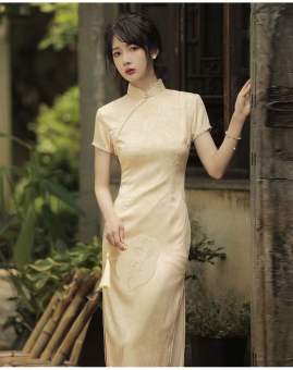 Sườn Xám Thượng Hải Kết Trân Châu Trắng Siêu Đẹp Hàng Quảng Châu