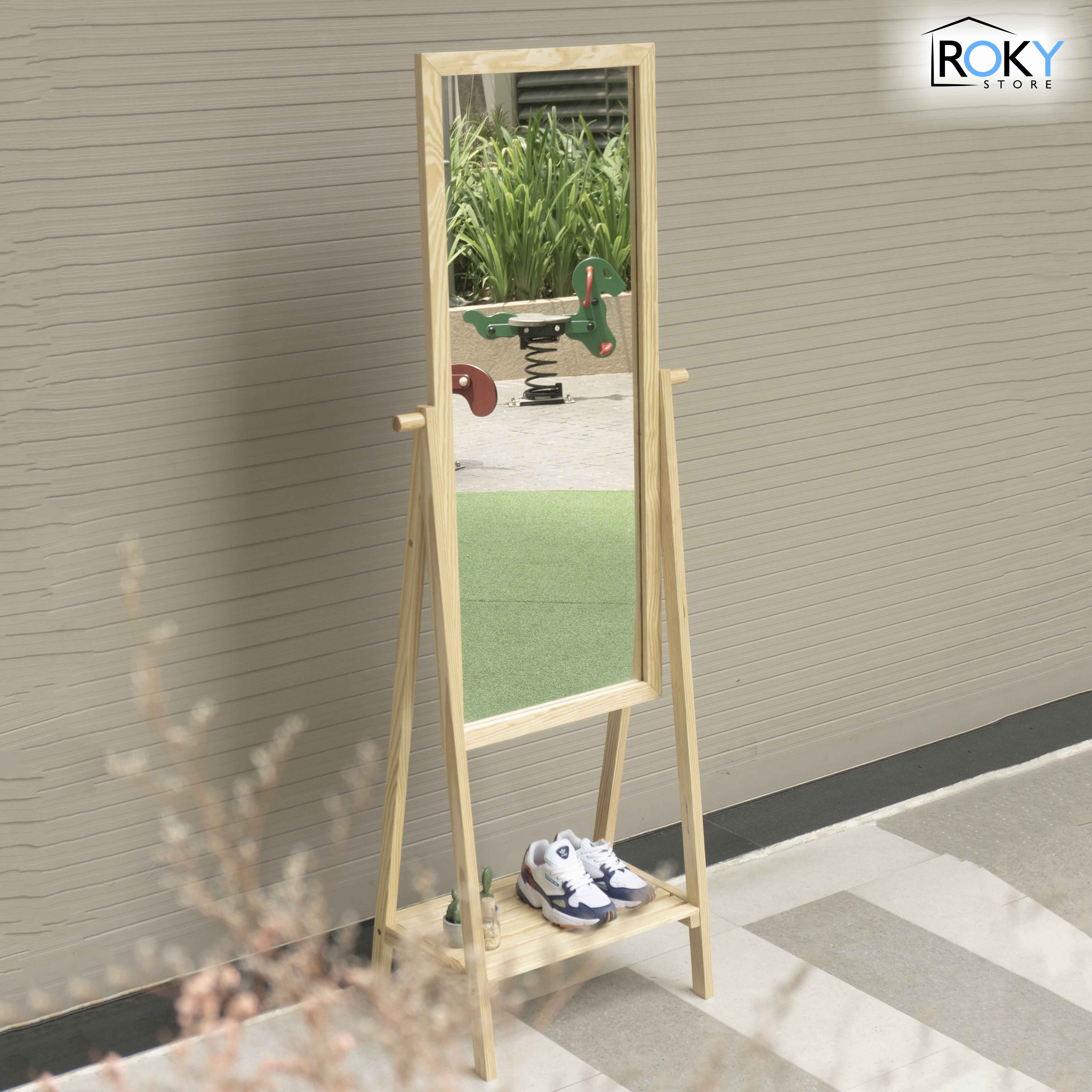 [HCM]KỆ GƯƠNG TOÀN THÂN CÓ KỆ ĐA NĂNG KHUNG GỖ THÔNG - AMIRROR SHELF