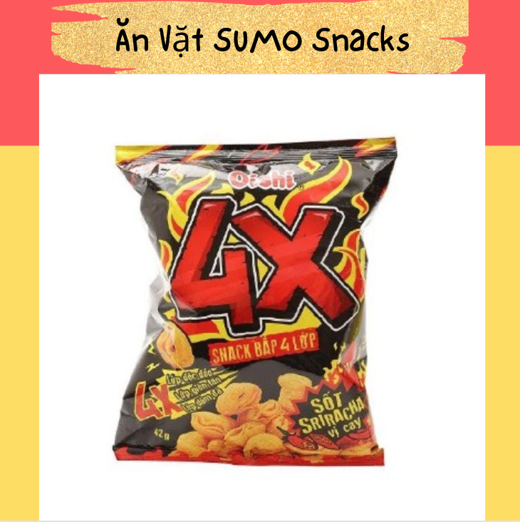 Bim Bim Snack Bắp 4x Vị Sốt SRIRACHA Cay Oishi 35/40g-Ăn Vặt Sumo Snack